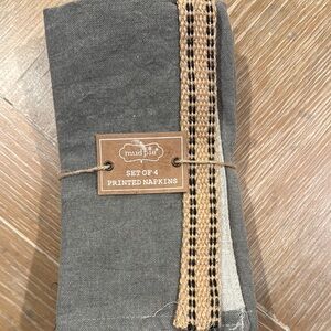 Mud Pie Gray Printed Napkins Set of 4